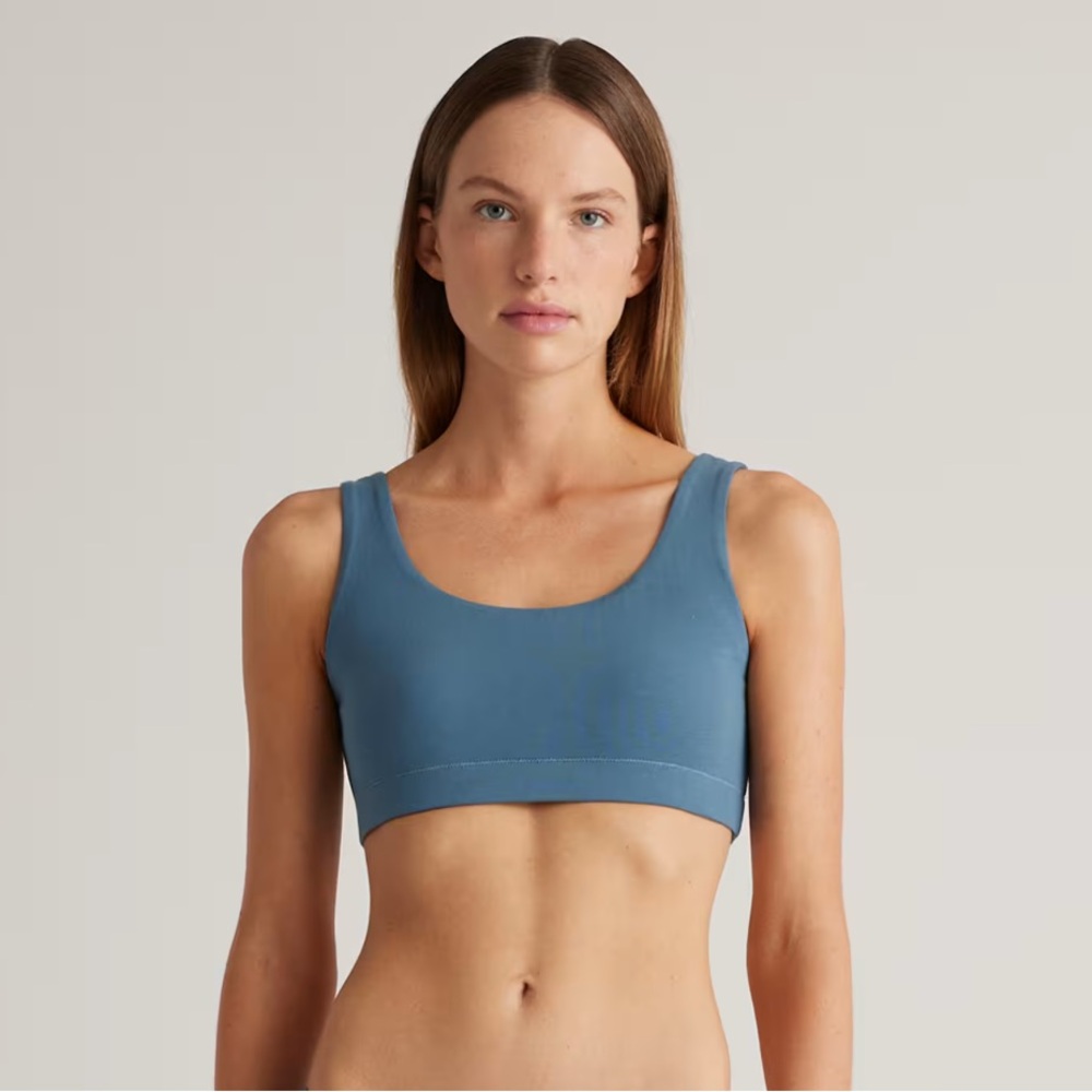 NEW QUINCE Pack Of 2 Organic Cotton Tank Bralettes Ocean 11